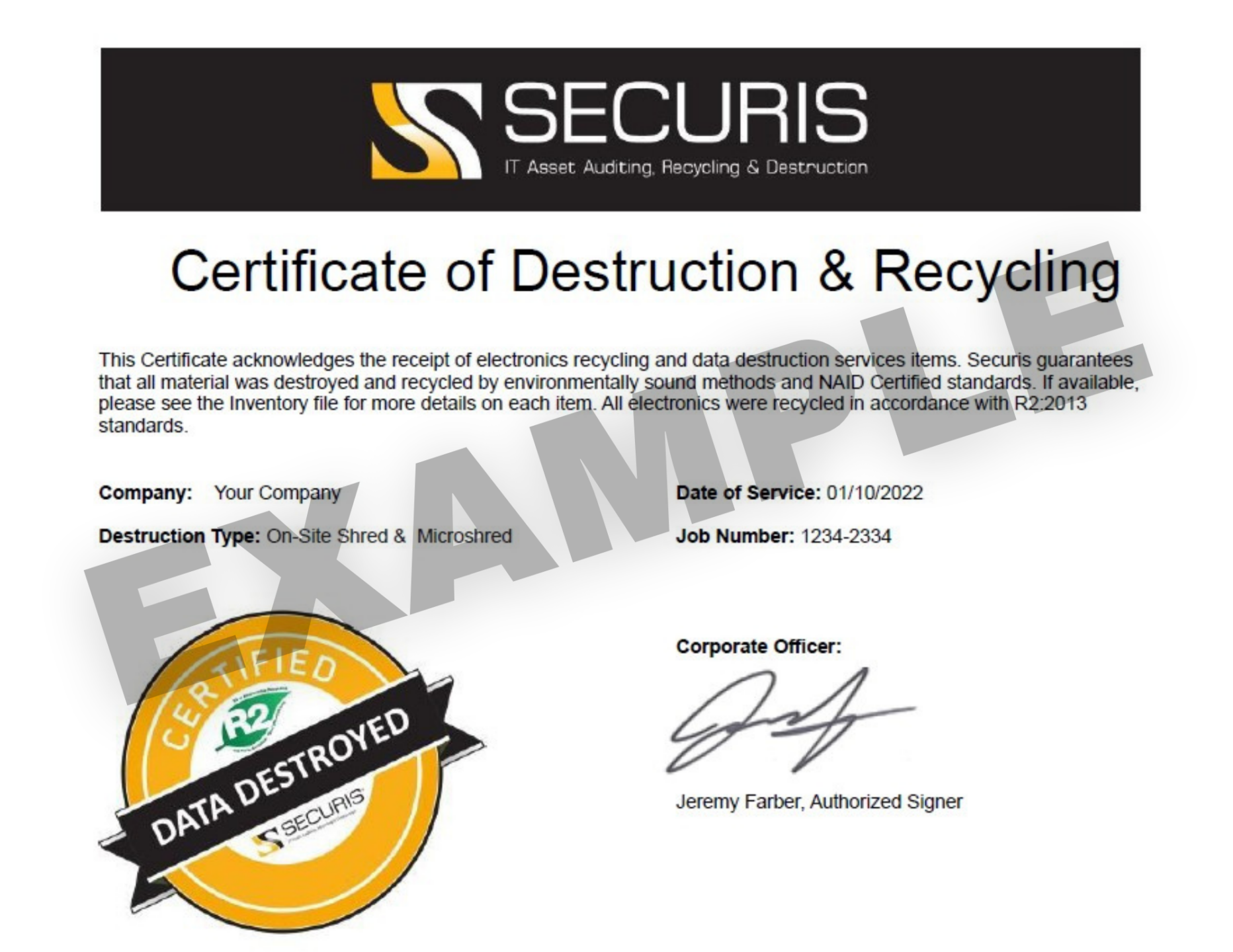 What is a Certificate of Data Destruction? Securis